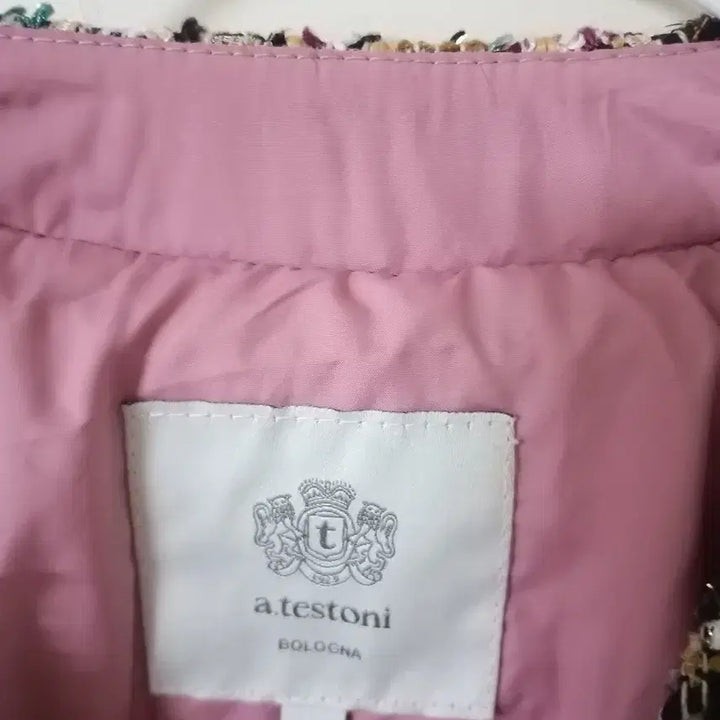 [BUNJANG] Pink Goose Down Tweed Padded Jacket / 핑크 구스 트위드패딩 자켓