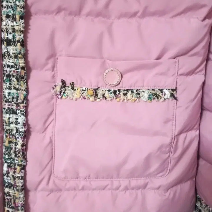 [BUNJANG] Pink Goose Down Tweed Padded Jacket / 핑크 구스 트위드패딩 자켓