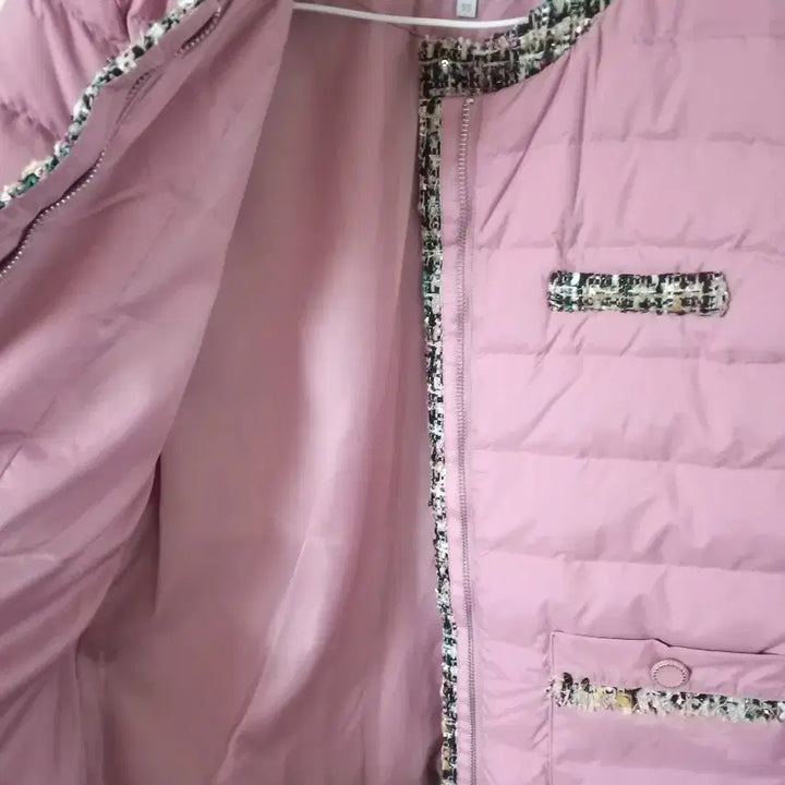 [BUNJANG] Pink Goose Down Tweed Padded Jacket / 핑크 구스 트위드패딩 자켓