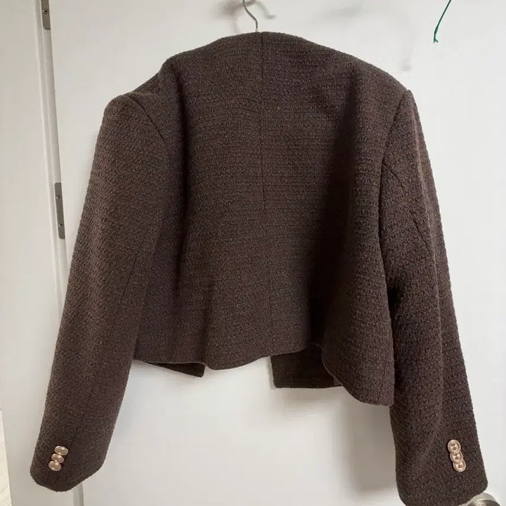 [BUNJANG] Tweed Crop Jacket Brown / 트위드 크롭 자켓 브라운 금장 버튼(정가 54,000원대/5회미만 착용)