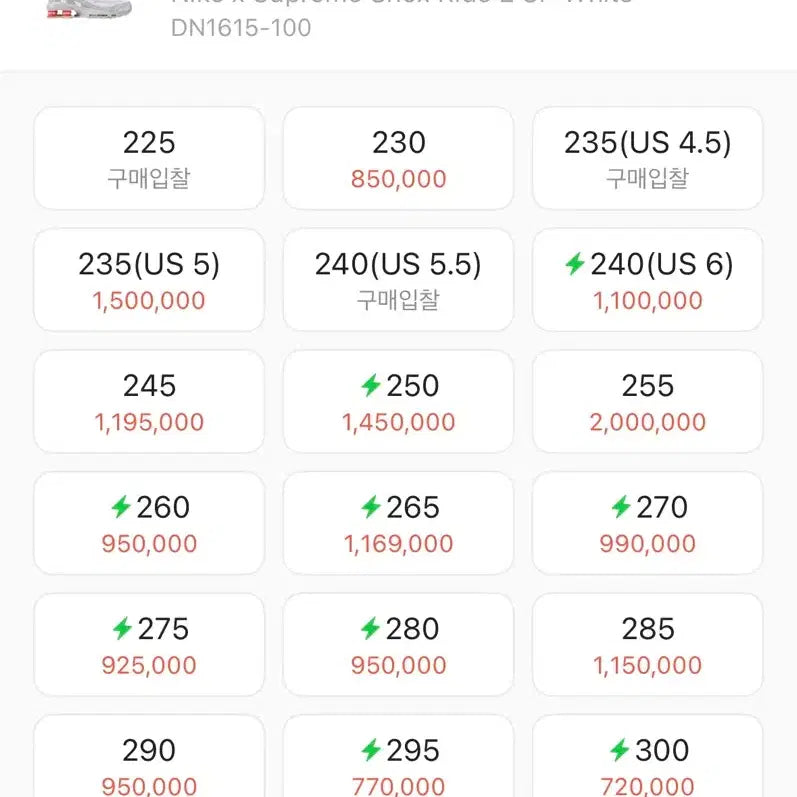 [BUNJANG] Nike x Supreme Shox Ride 2 SP White Sneakers / 나이키 x 슈프림 샥스 라이드 2 SP 화이트