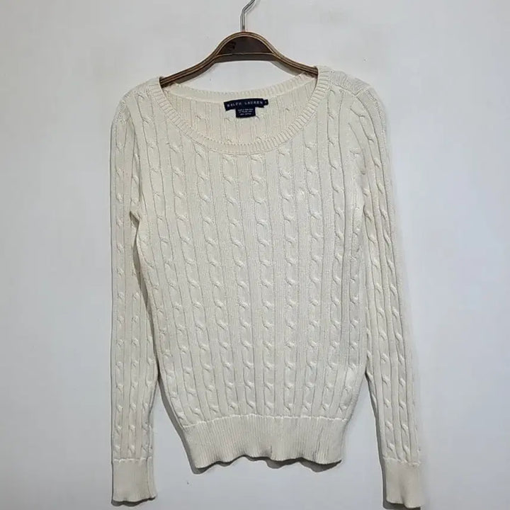 [BUNJANG] Ralph Lauren Polo Cable Knit Ivory Sweater / (S) 랄프로렌 폴로 꽈배기 니트 아이보리 케이블 스웨터