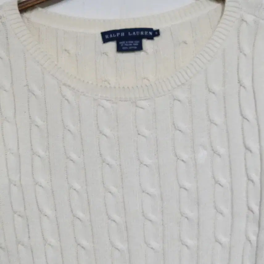 [BUNJANG] Ralph Lauren Polo Cable Knit Ivory Sweater / (S) 랄프로렌 폴로 꽈배기 니트 아이보리 케이블 스웨터