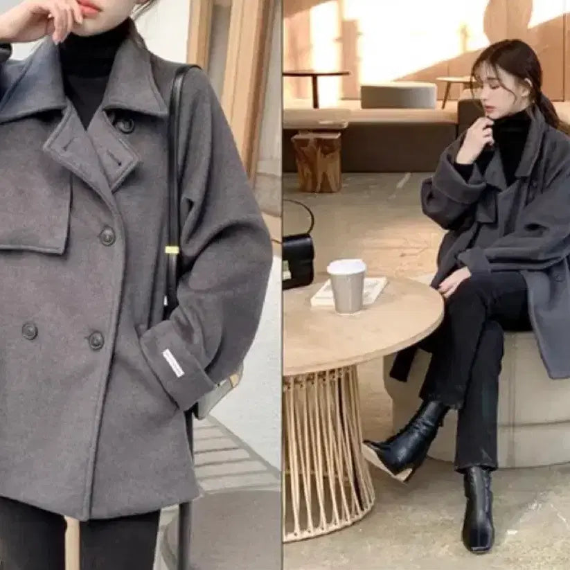 [BUNJANG] Shopperland Soft Half Trench Wool Coat / 쇼퍼랜드 소프트 하프 트렌치 울코트