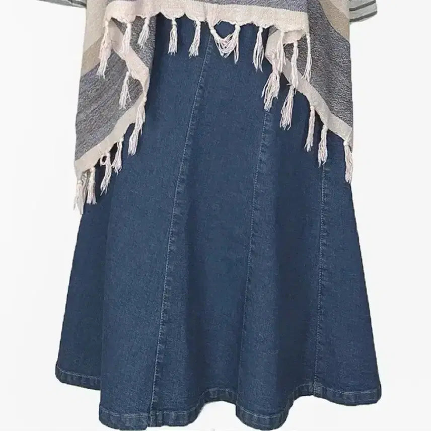 [BUNJANG] Vintage Goored Denim Long Skirt / 일본빈티지 고어드절개A라인 데님롱스커트청치마 블루 모리걸하구미룩갸루y2k