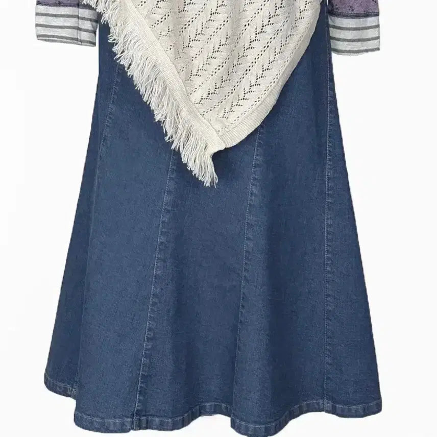 [BUNJANG] Vintage Goored Denim Long Skirt / 일본빈티지 고어드절개A라인 데님롱스커트청치마 블루 모리걸하구미룩갸루y2k