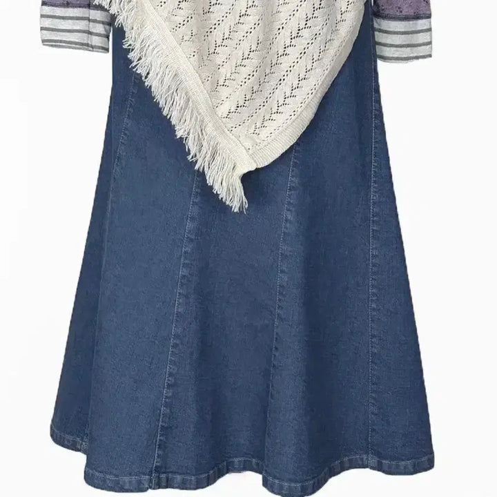 [BUNJANG] Vintage Goored Denim Long Skirt / 일본빈티지 고어드절개A라인 데님롱스커트청치마 블루 모리걸하구미룩갸루y2k