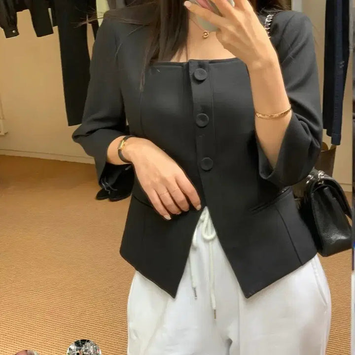 [BUNJANG] Lovemiu Mua Classic 7-part Jacket Black / 러브미우 제작 무아 클래식 7부 자켓 블랙