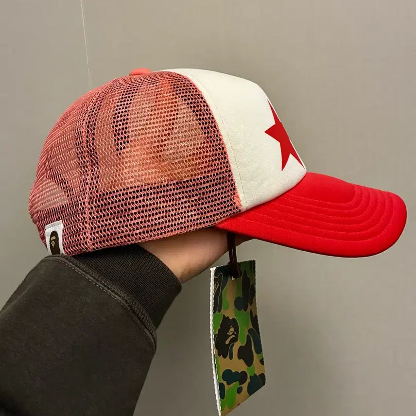 [BUNJANG] BAPE Star Mesh Cap Red / (F/새상품)BAPE 베이프 스타 메쉬캡 모자 레드