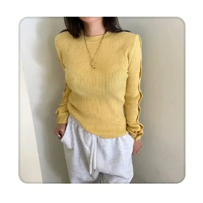 [BUNJANG] Cash Button Ribbed Knit - Ivory / 캐시 버튼 골지 니트 - 아이보리,프리