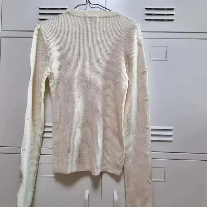 [BUNJANG] Cash Button Ribbed Knit - Ivory / 캐시 버튼 골지 니트 - 아이보리,프리