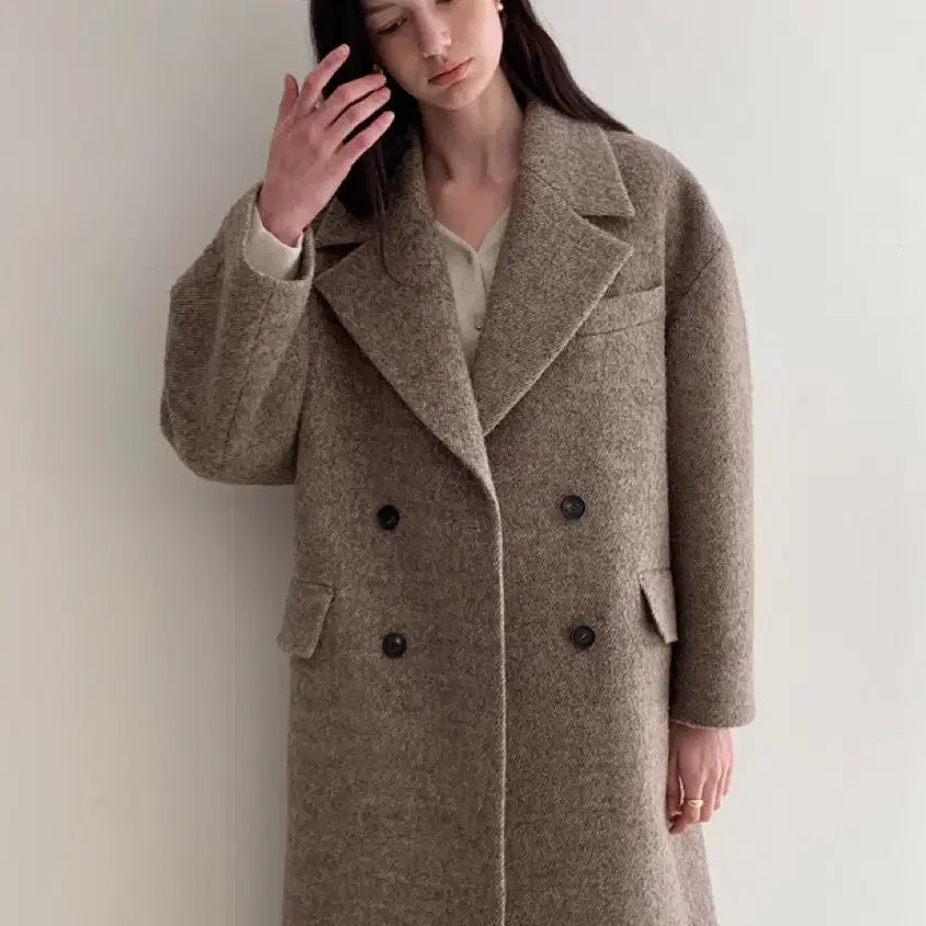 [BUNJANG] Around U Roy Beige Coat / 어라운드율 로이부클코트 베이지컬러