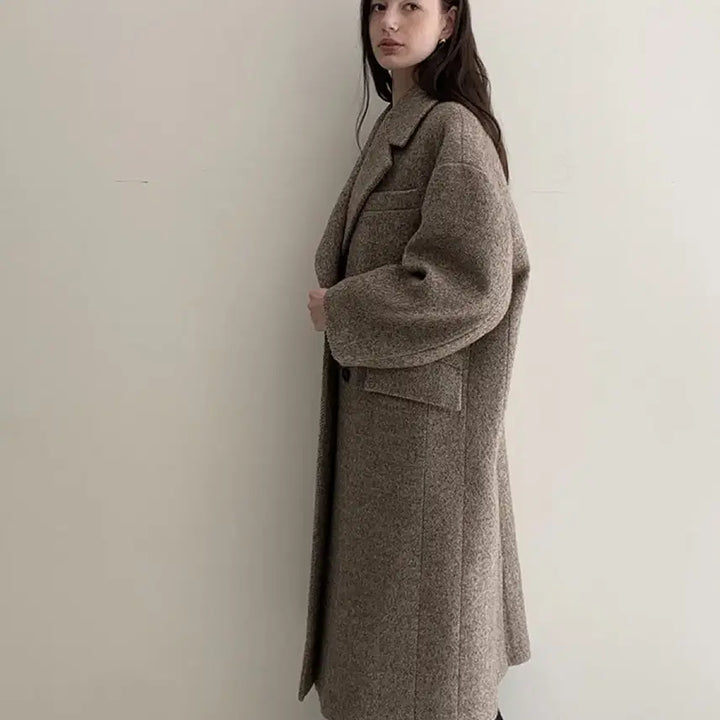 [BUNJANG] Around U Roy Beige Coat / 어라운드율 로이부클코트 베이지컬러