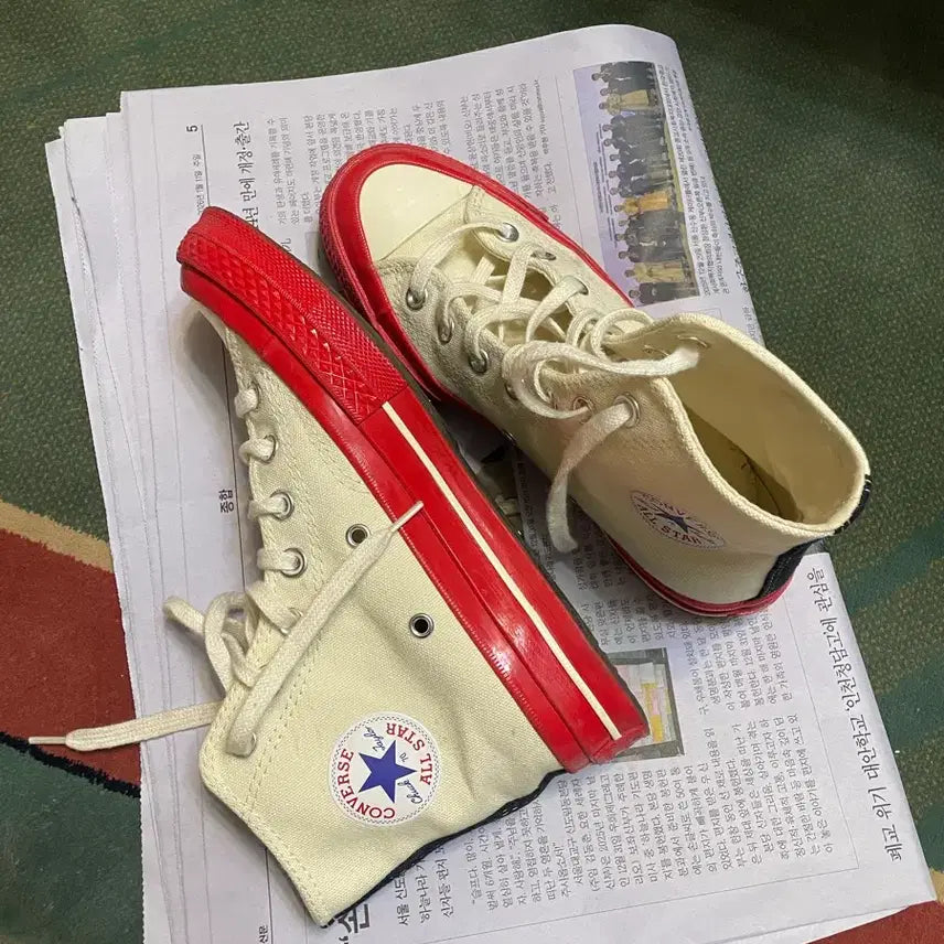 [BUNJANG] Comme des Garcons Converse Chuck 70 High Red Sole Sneakers / [2회착용] 230사이즈 / 꼼데x컨버스 척70 하이 레드솔