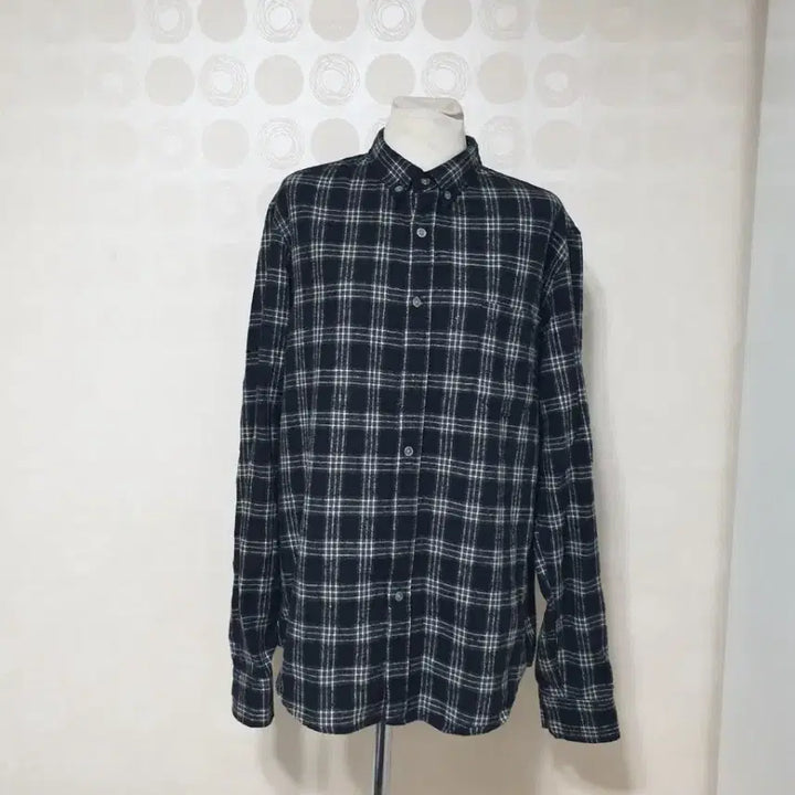 [BUNJANG] Unbranded Black Check Shirt (Size 77) / 여성체크남방77/블랙체크남방77/블랙남방77