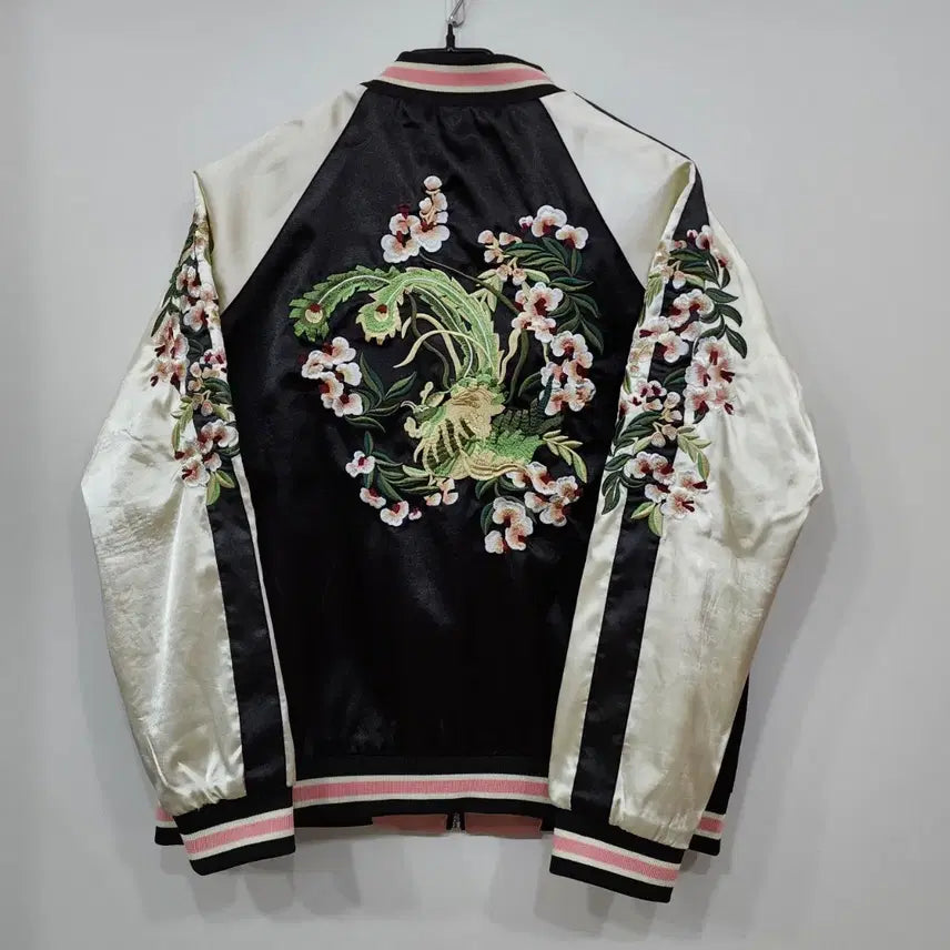 [BUNJANG] Vintage Black Floral Embroidery Souvenir Jacket / 빈티지 스카잔 자켓 L