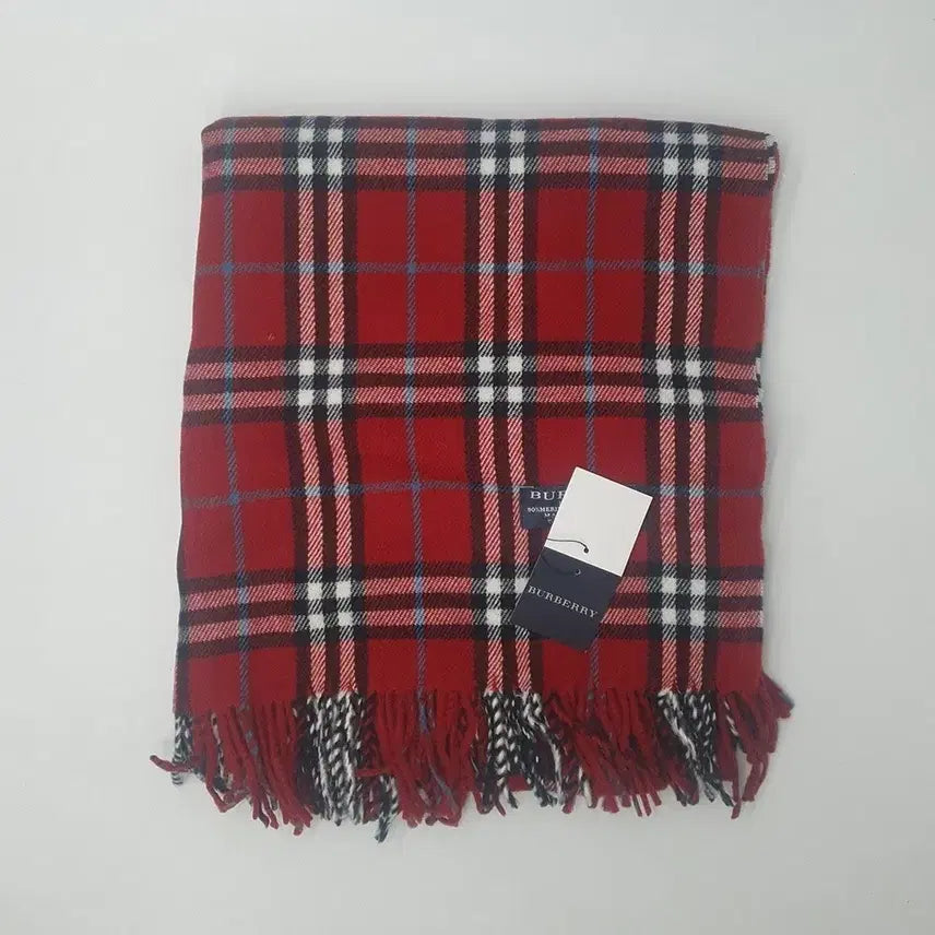 [BUNJANG] Burberry Red Stripe Cape Merino Wool Cashmere / 버버리 레드스트라이프 케이프 메리노울 캐시미어