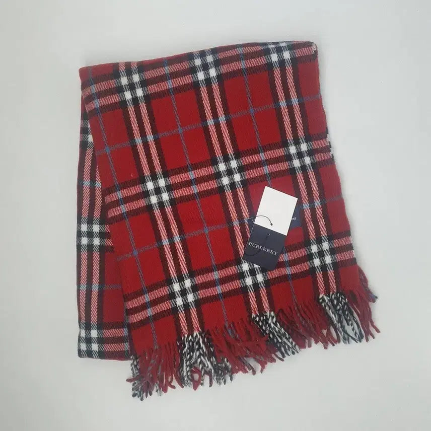 [BUNJANG] Burberry Red Stripe Cape Merino Wool Cashmere / 버버리 레드스트라이프 케이프 메리노울 캐시미어