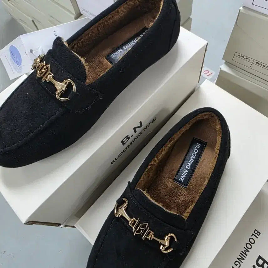 [BUNJANG] Suede Lined Loafers Black / [새상품] 스웨이드 안감털 로퍼 블랙