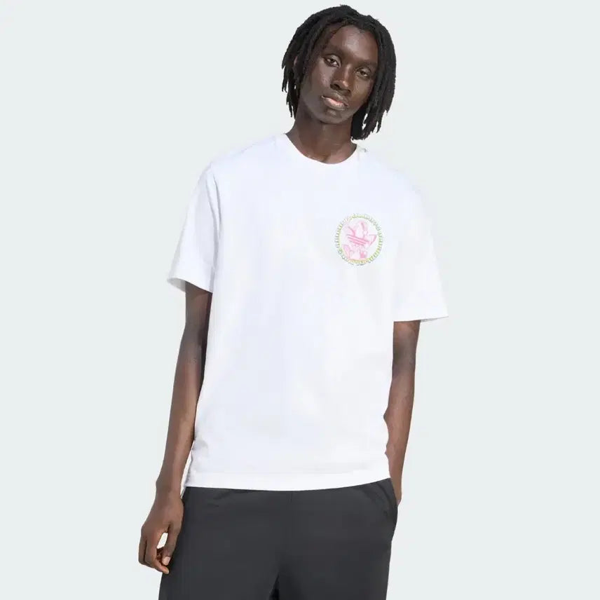 [BUNJANG] Adidas White Graphic Short Sleeve T-shirt / 아디다스 화이트 그래픽 반팔 티셔츠