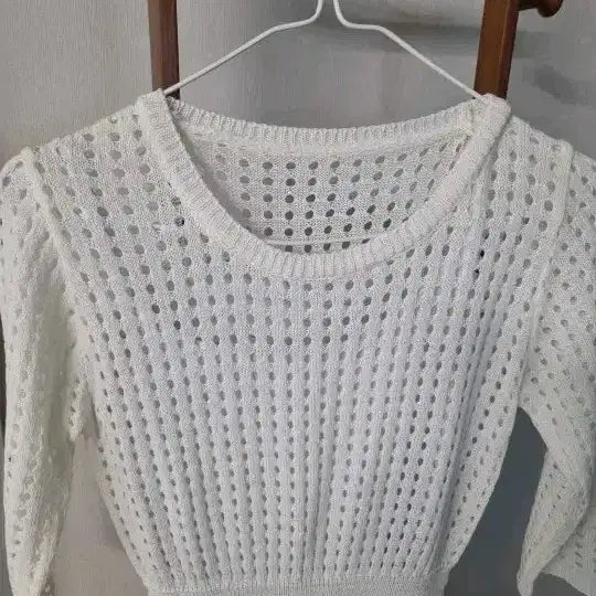 [BUNJANG] Ivory Punching Knit Dress (Size 55-66) / 아이보리펀칭  니트 원피스 55~66