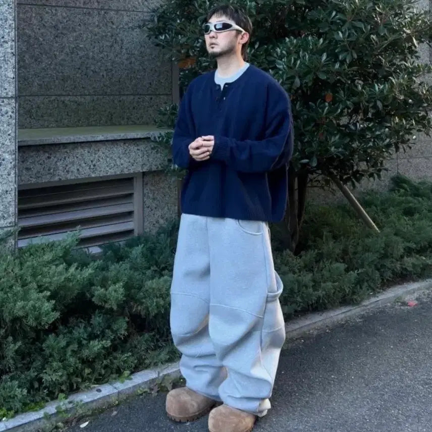 [BUNJANG] MJD 3D Sweat Pants Melange Gray / [OS] MJD 3D 니 스웻 팬츠 멜란지 그레이