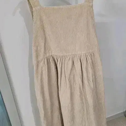 [BUNJANG] Corduroy Beige Overall Dress / 코듀로이 멜빵 원피스 베이지 프리/실착 X