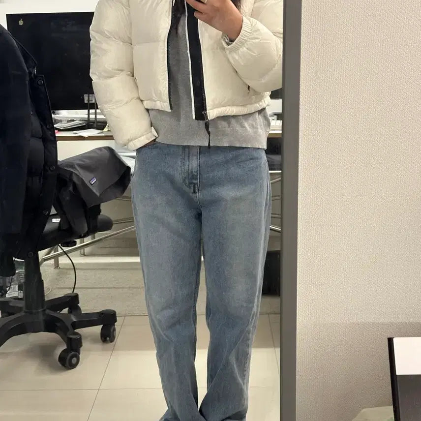 [BUNJANG] North Face White Label Nuptse Short Jacket White 90M Size / (W) 노스페이스 화이트 라벨 눕시 숏 자켓 화이트 90M사이즈