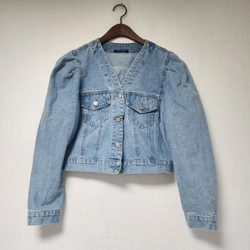 [BUNJANG] Plastic Island Puff Denim Jacket (Size F) / 플라스틱아일랜드 퍼프 데님 자켓 F