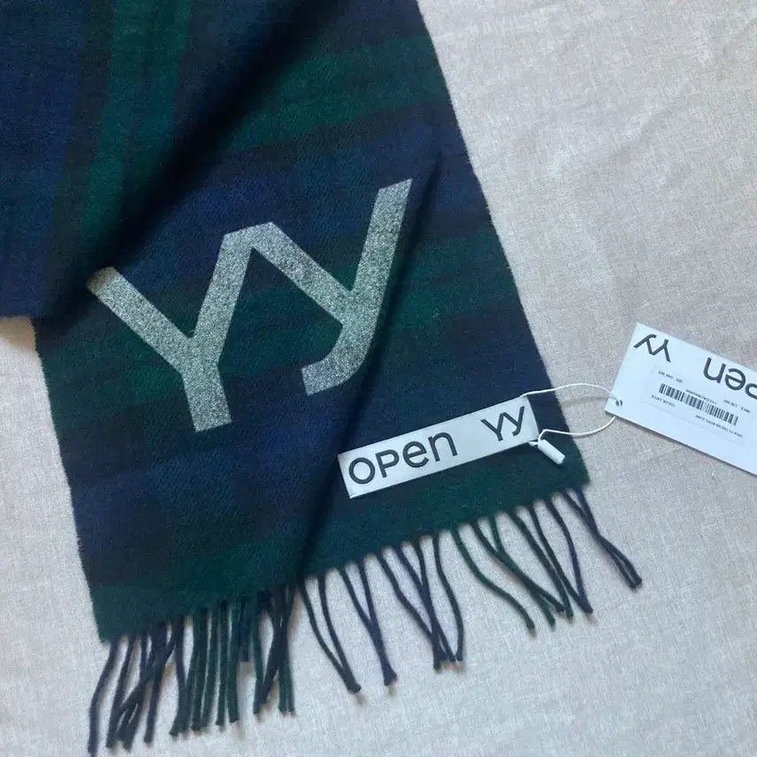 [BUNJANG] OPEN YY Tartan Wool Scarf Green / 새상품) 오픈와이와이 타탄 울 머플러 그린
