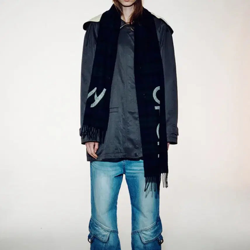 [BUNJANG] OPEN YY Tartan Wool Scarf Green / 새상품) 오픈와이와이 타탄 울 머플러 그린