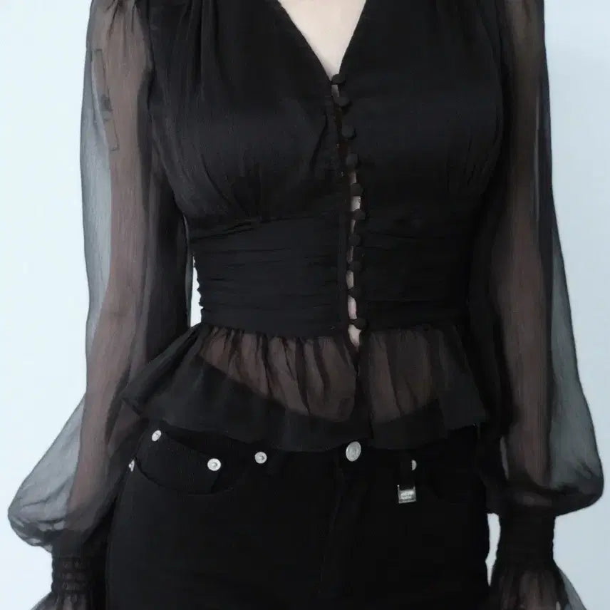[BUNJANG] Pale Jade Amelia Chiffon Blouse / 페일제이드 Amelia Chiffon BL