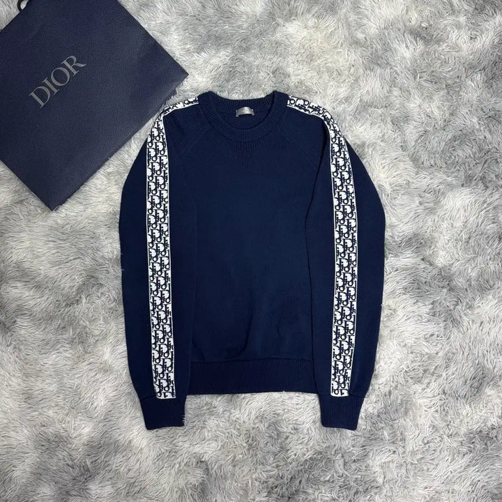 [BUNJANG] Dior Oblique Insert Knit (Navy) - M Size / [새상품급/M size] 디올 오블리크 인서트 니트