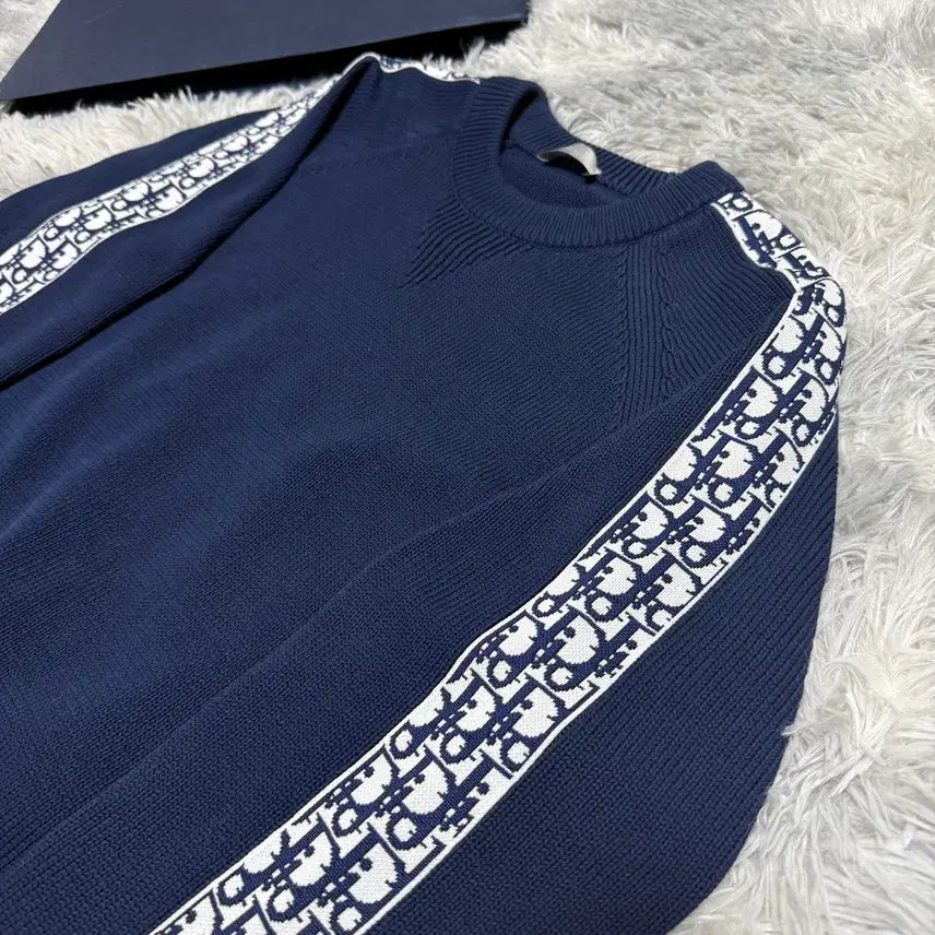 [BUNJANG] Dior Oblique Insert Knit (Navy) - M Size / [새상품급/M size] 디올 오블리크 인서트 니트