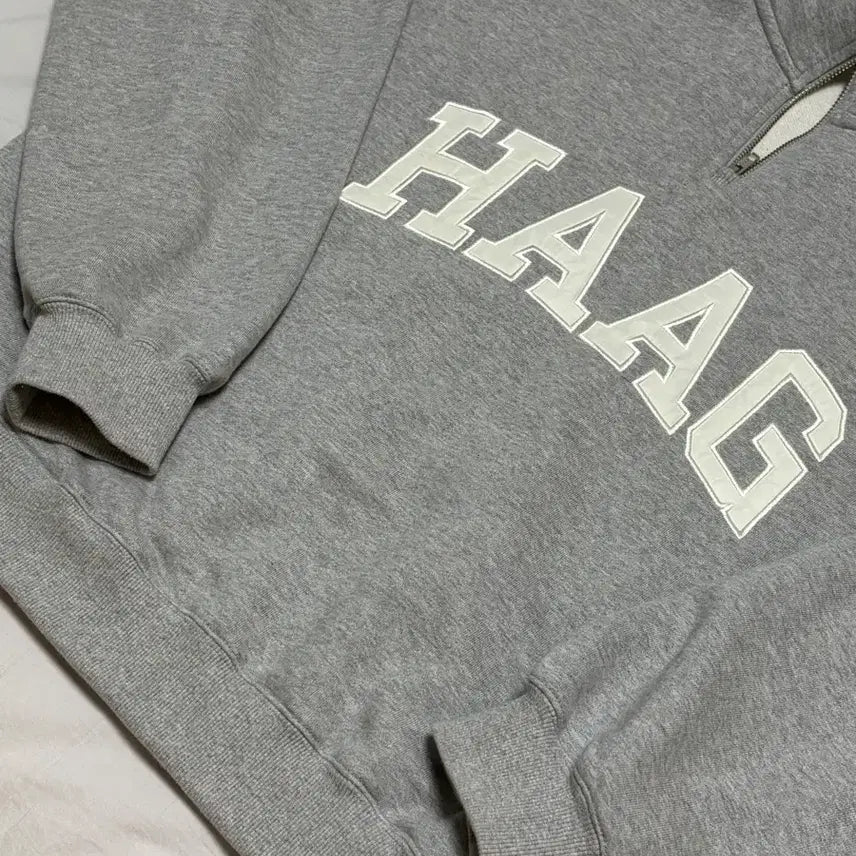 [BUNJANG] Haag Gray Logo Half Zip-Up / Haag 헤이그 회색 그레이 로고 하프 집업 반집업