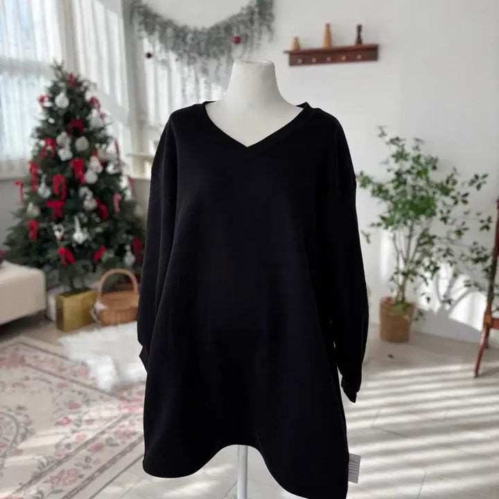 [BUNJANG] V-neck Mini Fleece Dress / 맨투맨 브이넥 기모 미니원피스