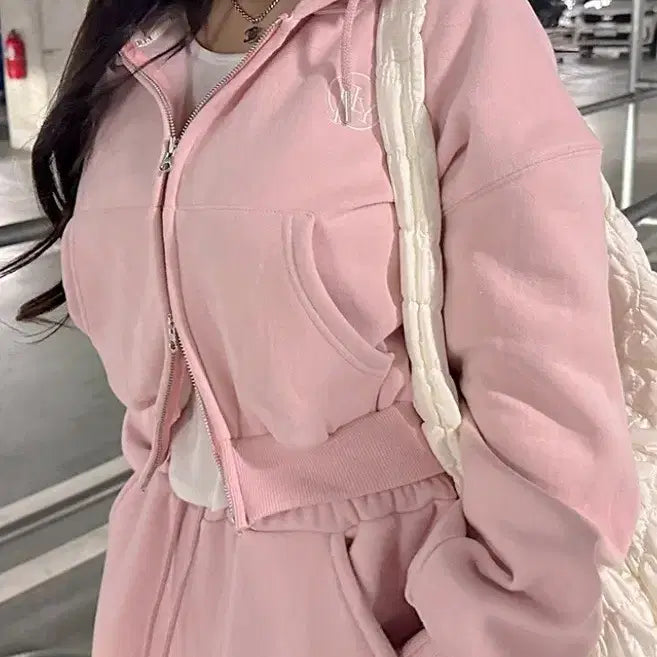 [BUNJANG] Unbranded Yang-gimo Crop Set (Pink) / 새상품)양기모 크롭세트(핑크)