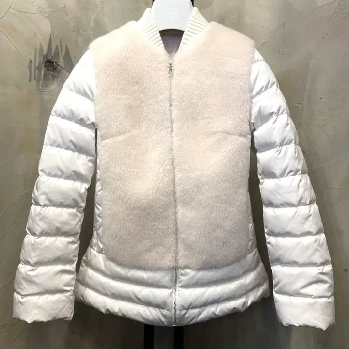 [BUNJANG] Fur 55 White Goose Down Short Jacket / Fur 55 화이트 구스다운 양털 숏 점퍼