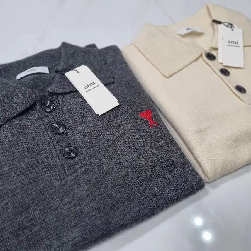 [BUNJANG] BTS Official Wool Collar Knit Sweater Cream/Gray / 아미 정품 울 카라 니트 공용 새상품 크림/그레이 S, L