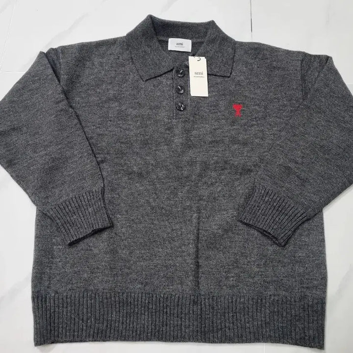 [BUNJANG] BTS Official Wool Collar Knit Sweater Cream/Gray / 아미 정품 울 카라 니트 공용 새상품 크림/그레이 S, L