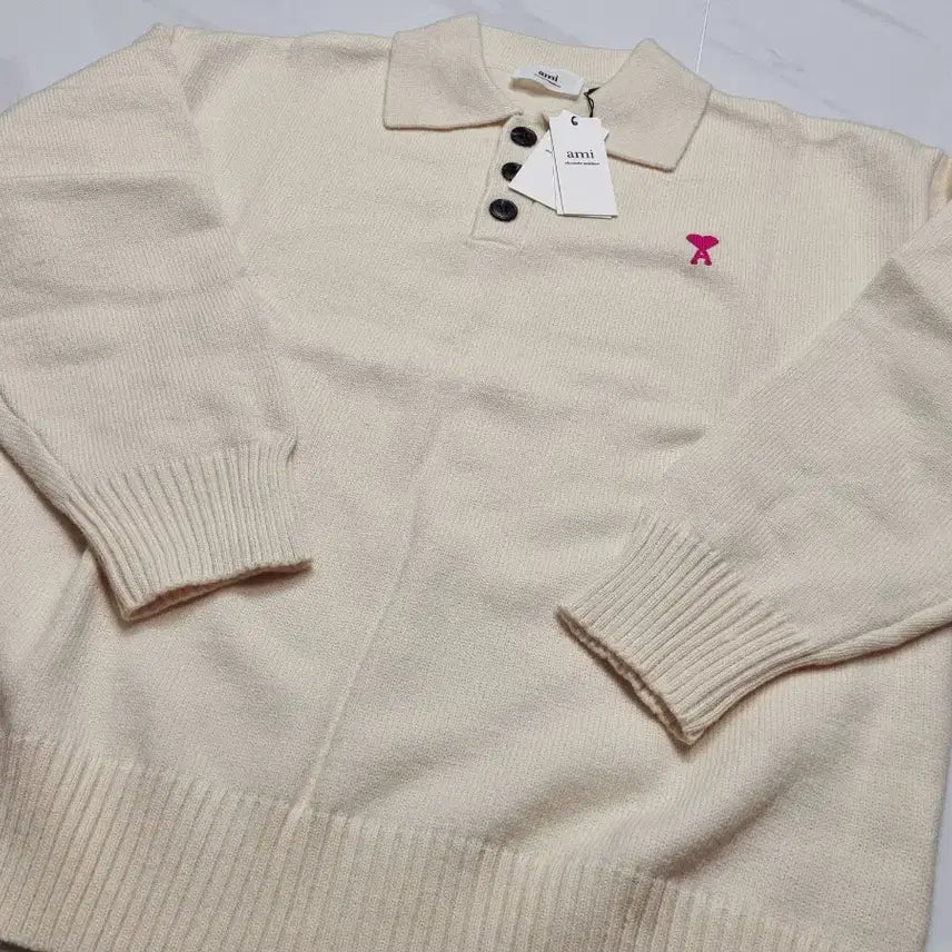 [BUNJANG] BTS Official Wool Collar Knit Sweater Cream/Gray / 아미 정품 울 카라 니트 공용 새상품 크림/그레이 S, L