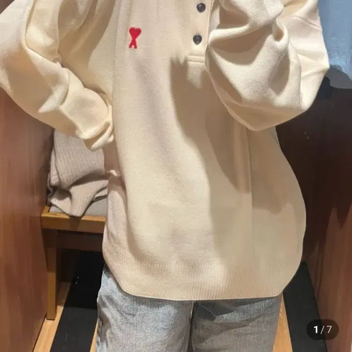 [BUNJANG] BTS Official Wool Collar Knit Sweater Cream/Gray / 아미 정품 울 카라 니트 공용 새상품 크림/그레이 S, L