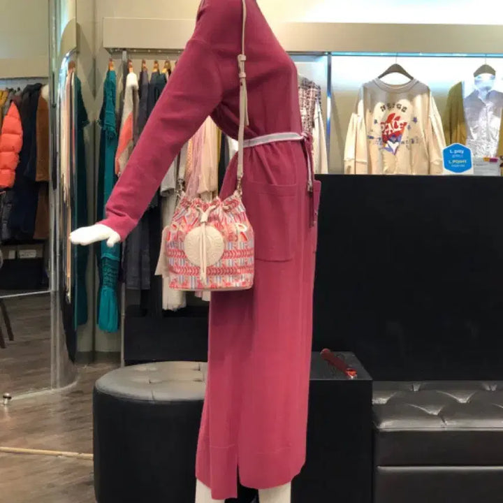 [BUNJANG] OSZ O!ZOCON Unbalanced Knit Long Dress Pink 85 / 오즈세컨 울100 언밸런스 니트롱원피스 핑크 85사이즈