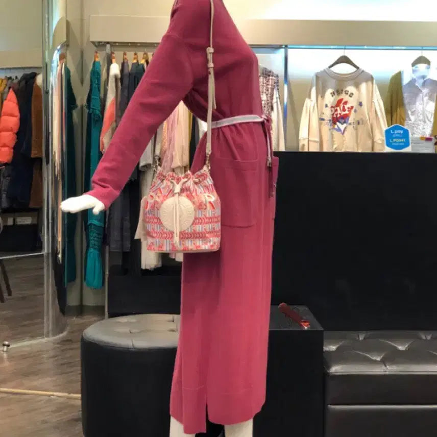 [BUNJANG] OSZ O!ZOCON Unbalanced Knit Long Dress Pink 85 / 오즈세컨 울100 언밸런스 니트롱원피스 핑크 85사이즈