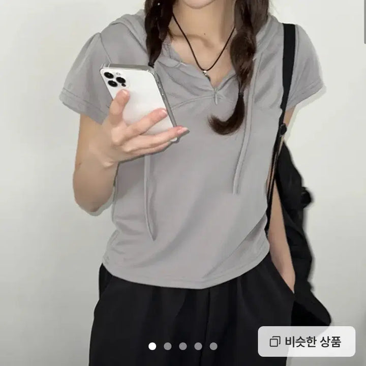 [BUNJANG] Gorpcore Cool Mesh Puff Short Sleeve Hoodie Gray / 고프코어 쿨메쉬 퍼프 반팔 후드 티셔츠 그레이