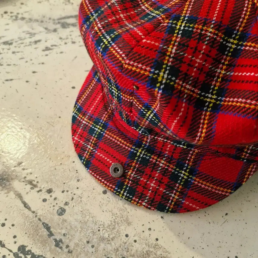 [BUNJANG] Red Tartan Check Wool Hunting Cap / 레드 타탄 체크 울 헌팅캡 빵모자