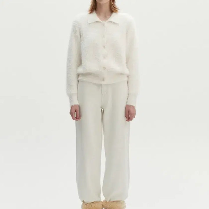 [BUNJANG] Mongdol Ivory Angora Cardigan / 몽돌 헤어리 앙고라 카라 가디건