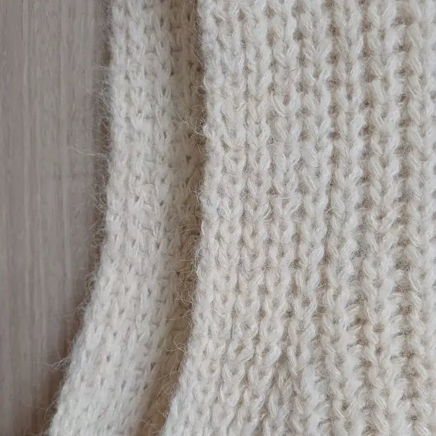 [BUNJANG] Ivory Knit Vest with Denim Pockets / 아이보리 털니트 데님 포켓 조끼