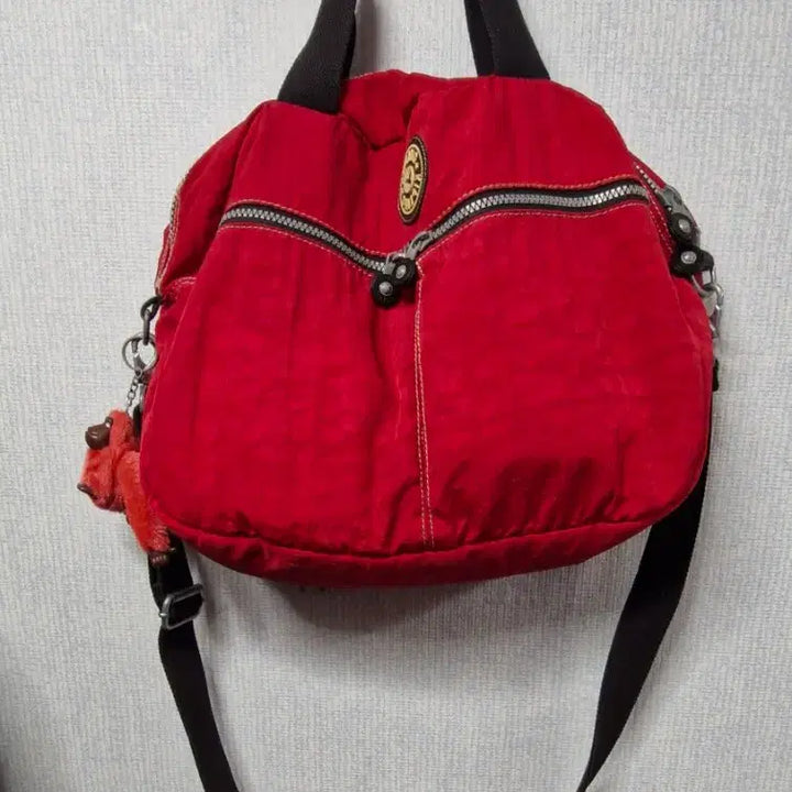 [BUNJANG] Kipling Tote Bag + Keyring / 키플링 레드 토트백 + 키링