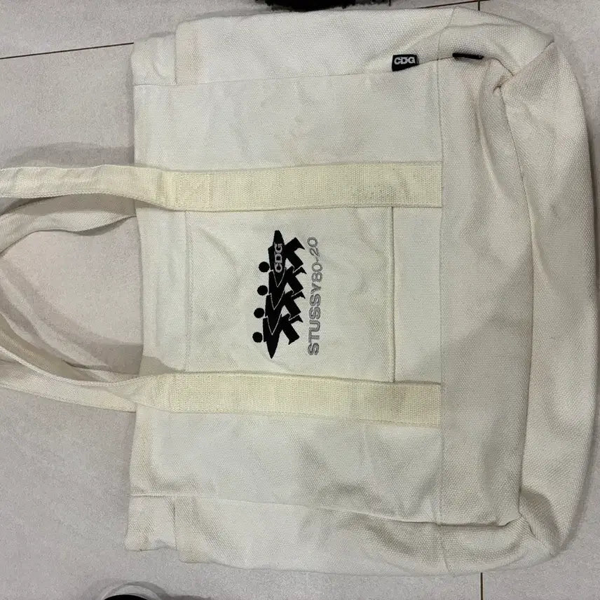 [BUNJANG] CDG Stussy Tote Bag Ivory / CDG 스투시 80-20 토트백 아이보리